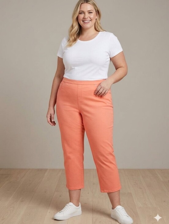 H by Halston Pants - H By Halston Everyday Stretch Straight-Leg Crop Pants in Melon 3X New
